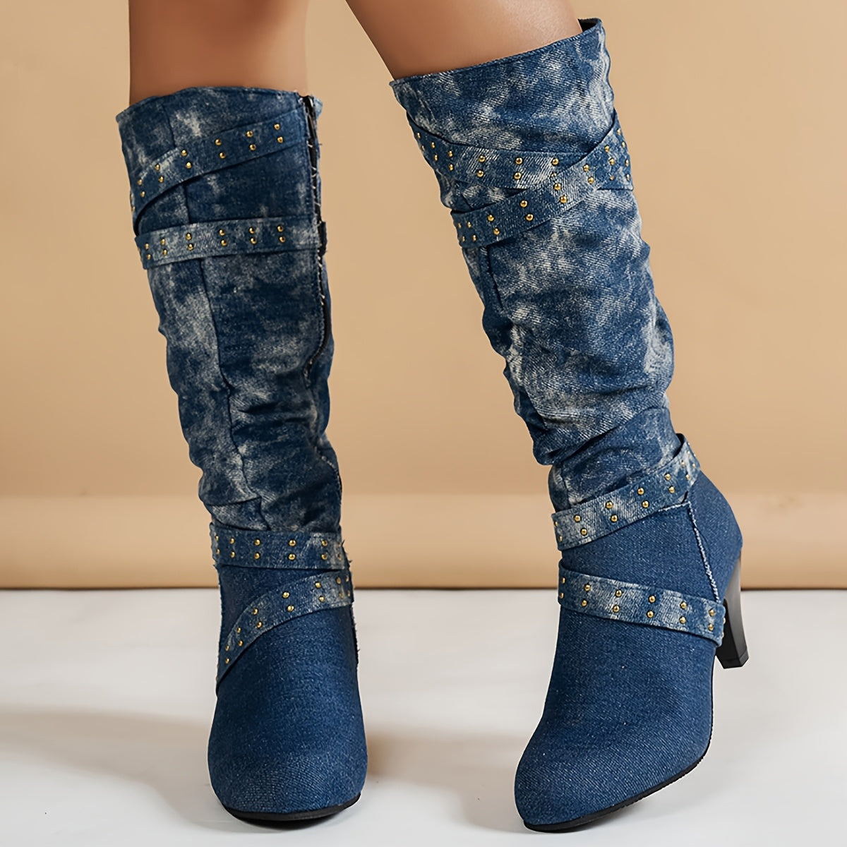 L'LEVANI™ | ANGÉLIQUE - ÉLÉGANCE EN DENIM BOTTES MONTANTES