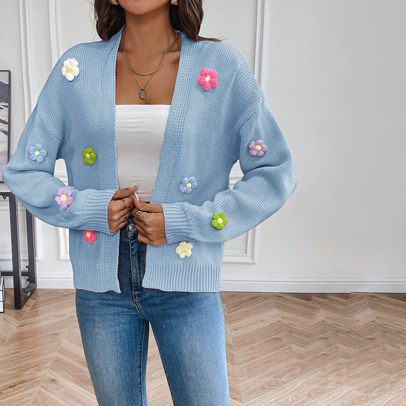 L'LEVANI™ | Cardigan Tricoté Fleuri 3D