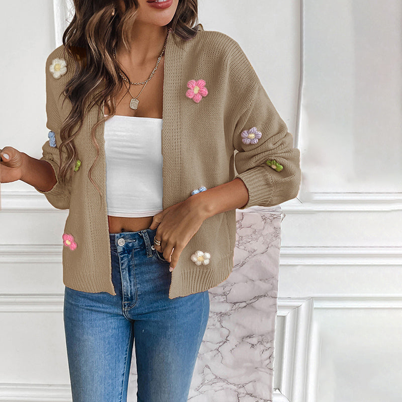 L'LEVANI™ | Cardigan Tricoté Fleuri 3D