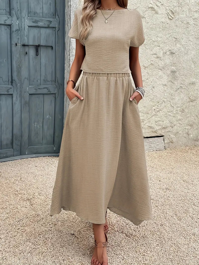 L'LEVANI™ | Ensemble D'été Reina - Top & Jupe En Lin