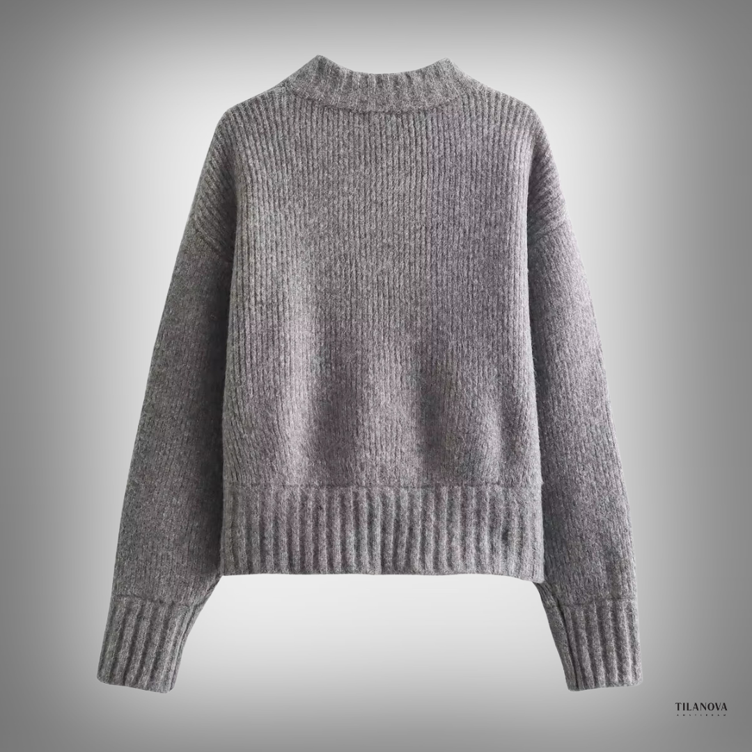 L'LEVANI™ | PAULINA - PULL COL ROULÉ TORSADÉ AVEC MOTIF EN CHEVRONS