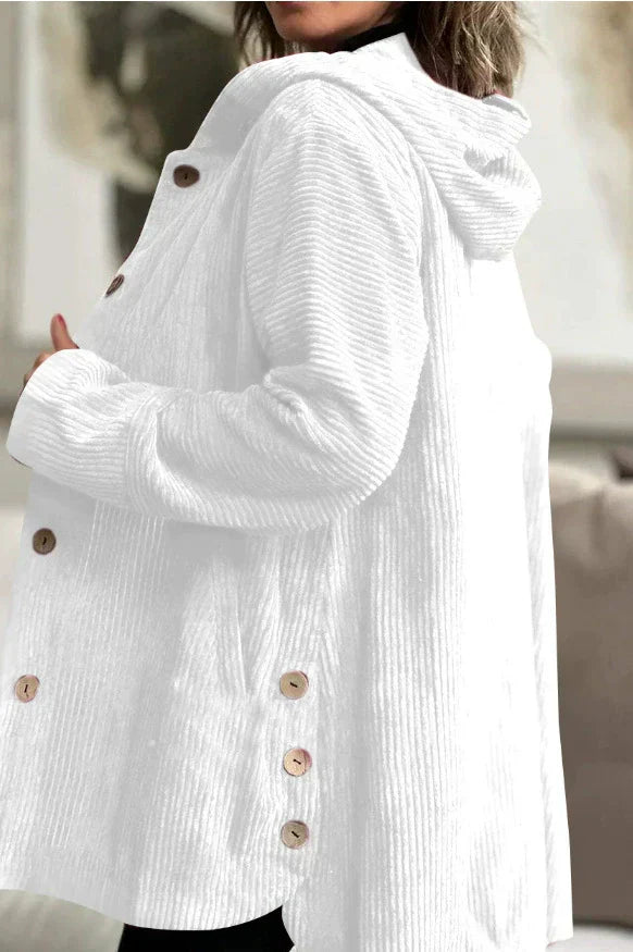  L'LEVANI™ | CORDIA - VESTE À CAPUCHE EN VELOURS CÔTELÉ DOUILLETTE