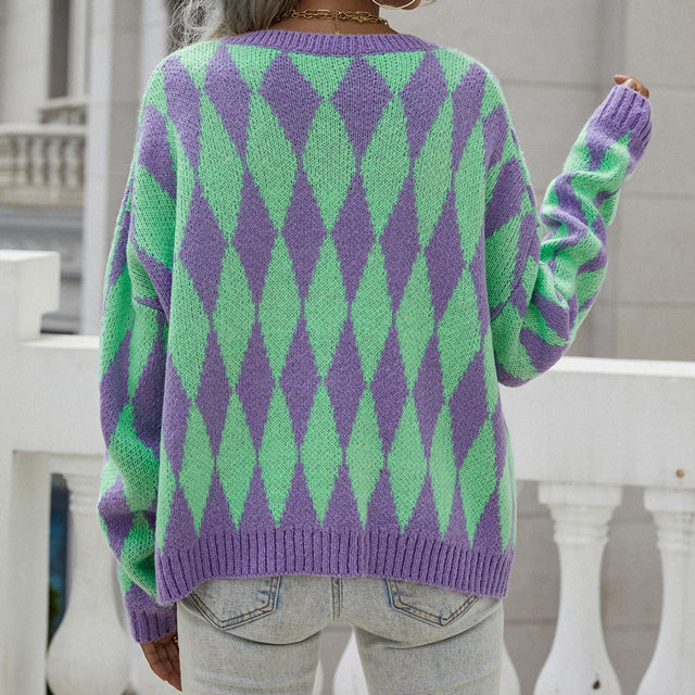  L'LEVANI™ | Cardigan En Tricot Géométrique Décontracté