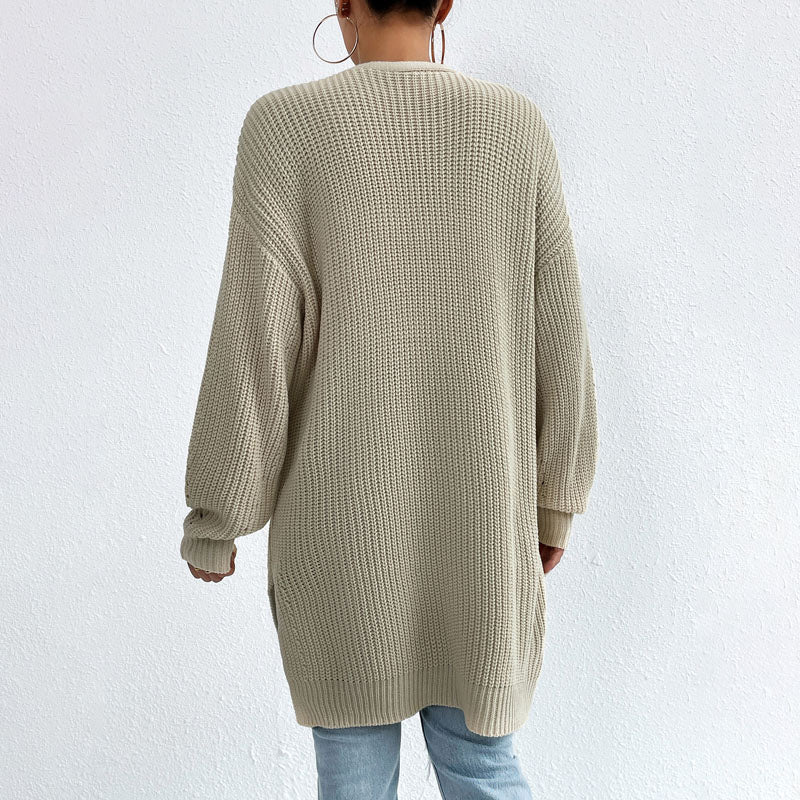  L'LEVANI™ | Cardigan Tricoté Décontracté De Couleur Unie