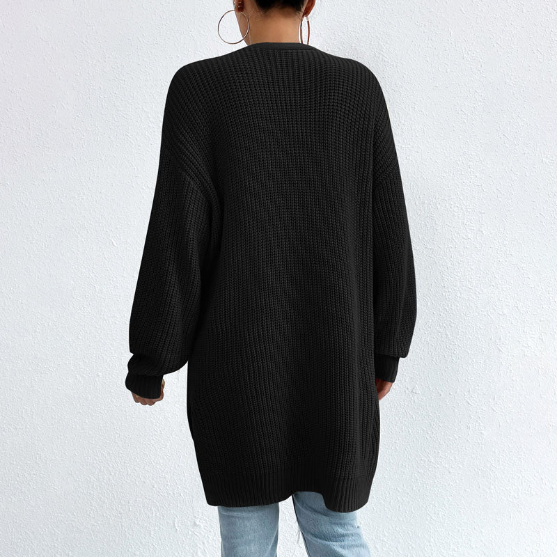  L'LEVANI™ | Cardigan Tricoté Décontracté De Couleur Unie