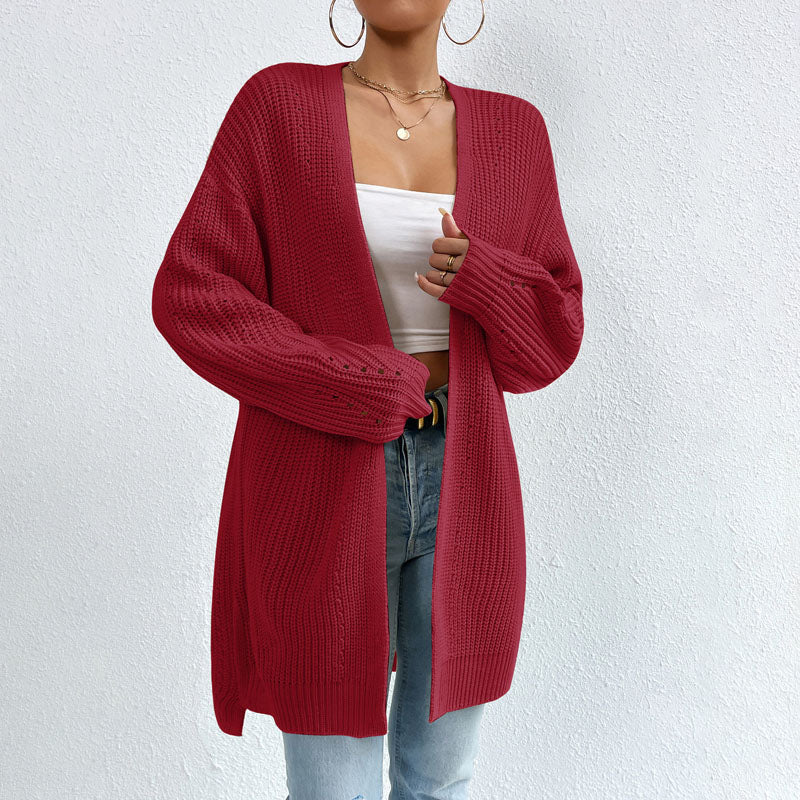  L'LEVANI™ | Cardigan Tricoté Décontracté De Couleur Unie