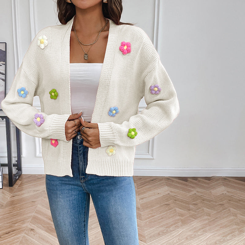  L'LEVANI™ | Cardigan Tricoté Fleuri 3D