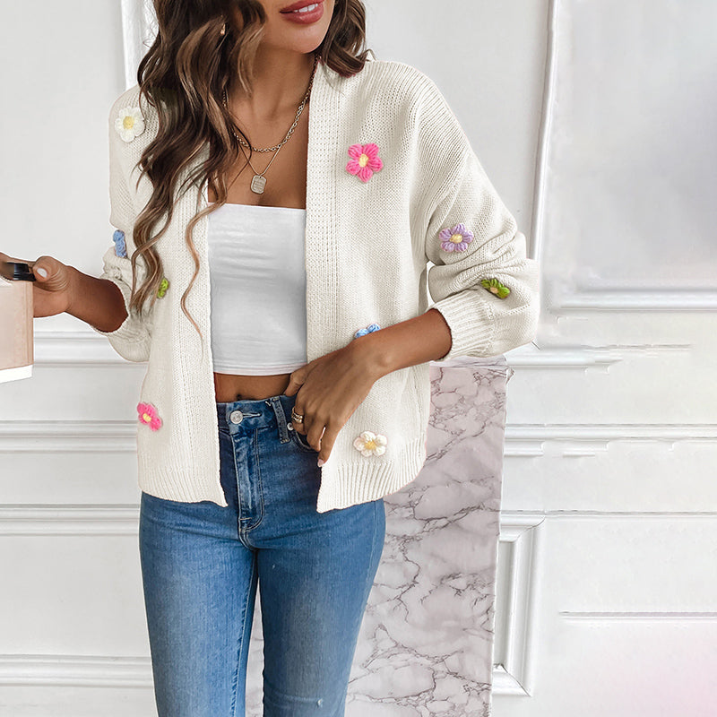  L'LEVANI™ | Cardigan Tricoté Fleuri 3D