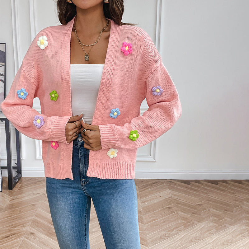  L'LEVANI™ | Cardigan Tricoté Fleuri 3D