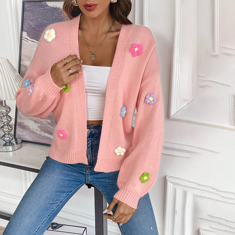  L'LEVANI™ | Cardigan Tricoté Fleuri 3D