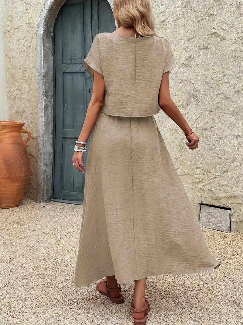  L'LEVANI™ | Ensemble D'été Reina - Top & Jupe En Lin