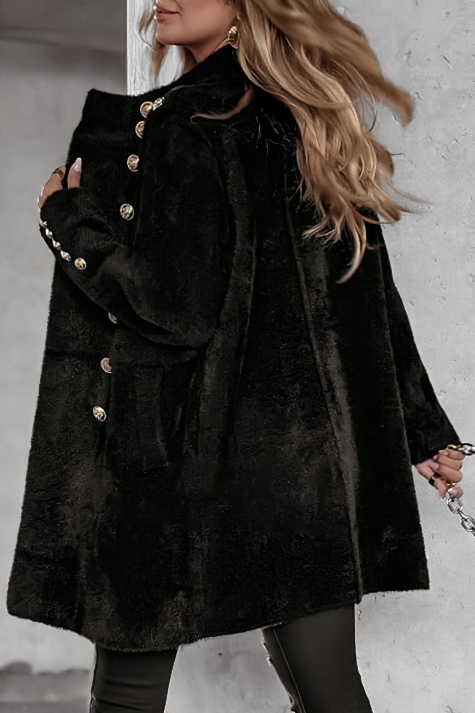  L'LEVANI™ | Manteau Élégant Boutonné En Fausse Fourrure